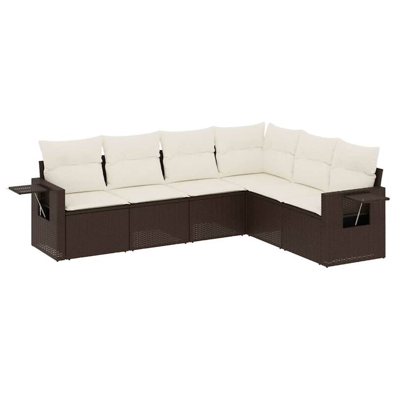 vidaXL Patio Sofa Set with Cushions Outdoor Conversation Furniture Poly Rattan