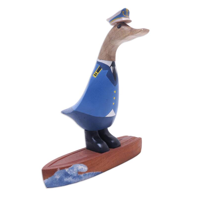 Novica Handmade Captain Duck Wood Sculpture