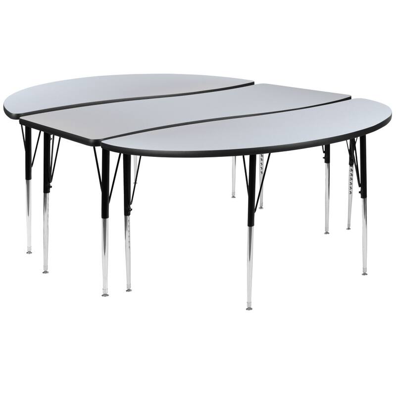 3 Piece 86" Oval Wave Flexible Adjustable Activity Table Set