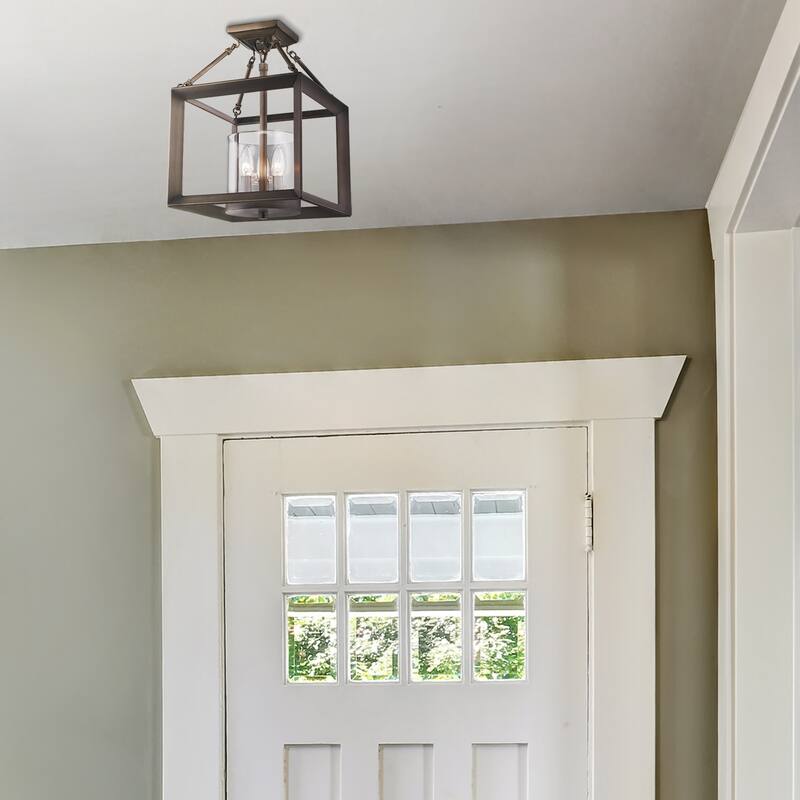 Golden Lighting Smyth 3 Light 12" Wide Semi-Flush Square Ceiling