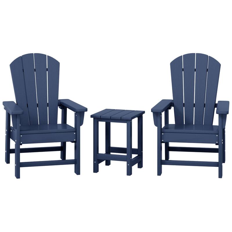 Laguna Kids Outdoor Poly Adirondack Chair With Side Table 3-Piece Set - Navy Blue
