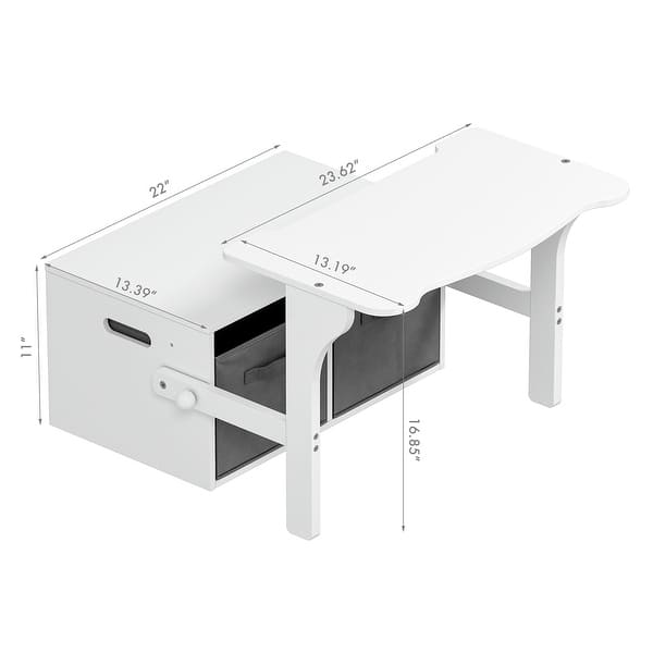 dimension image slide 0 of 2, UTEX Kids Table and Chair Set, 3-in-1 Convertible Activity Kids Table Set, White