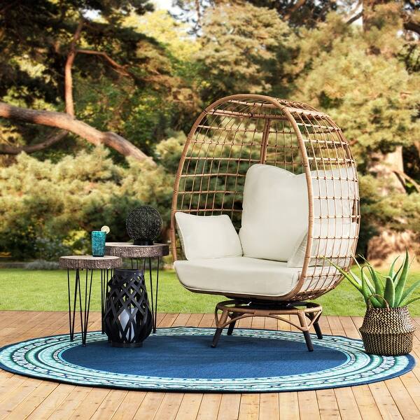 Sunjoy Brown Swivel Egg Cuddle Chair Overstock 30599093