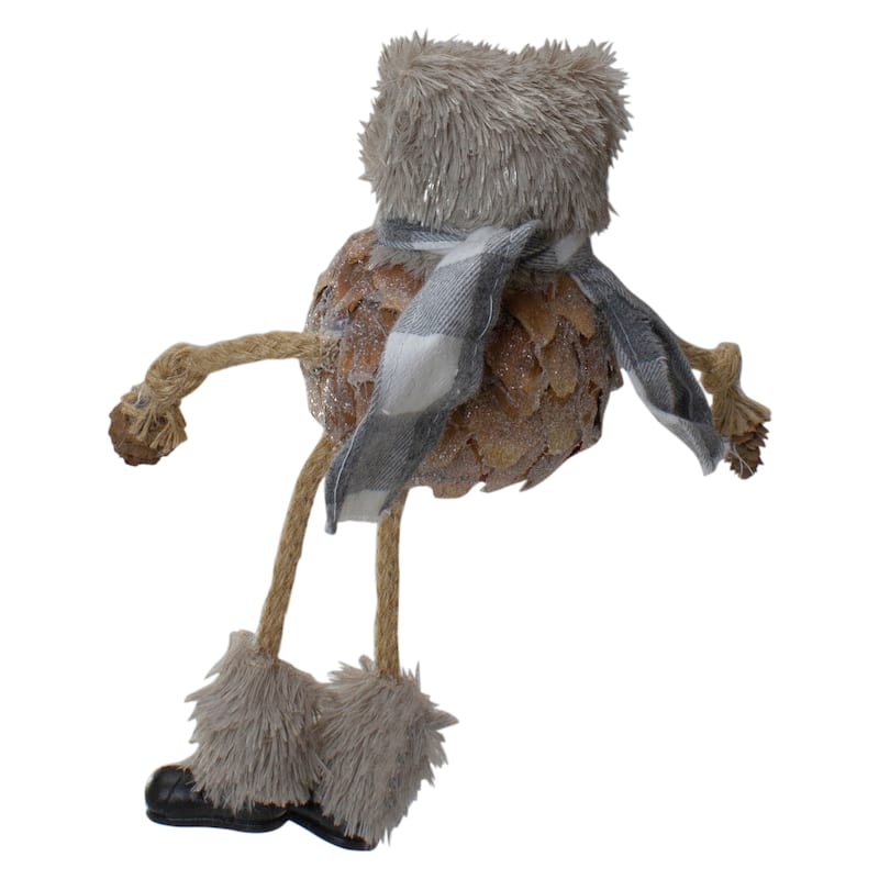Glittered Pinecone Fuzzy Bear Christmas Figure - 5.5"
