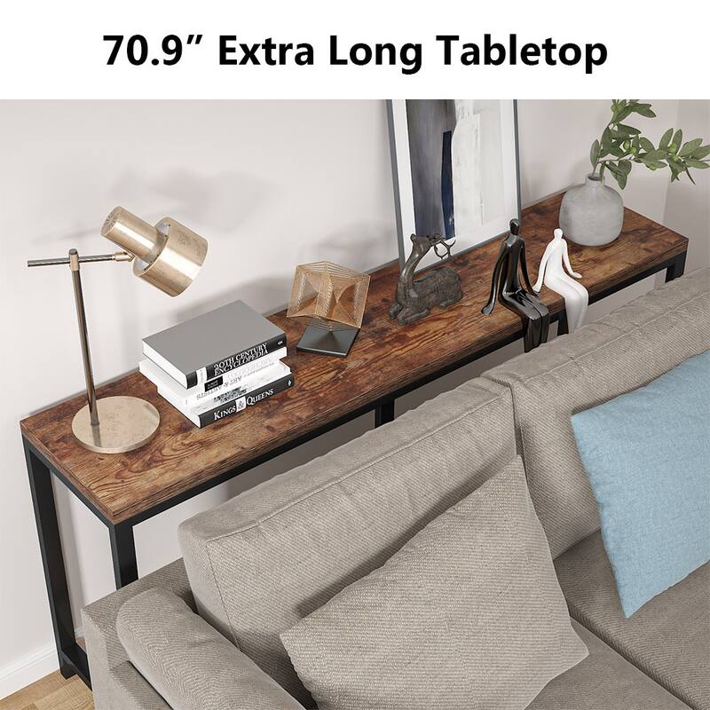 70.9 inch Narrow Long Sofa Table Behind Couch, Rustic Console Table Entryway Table