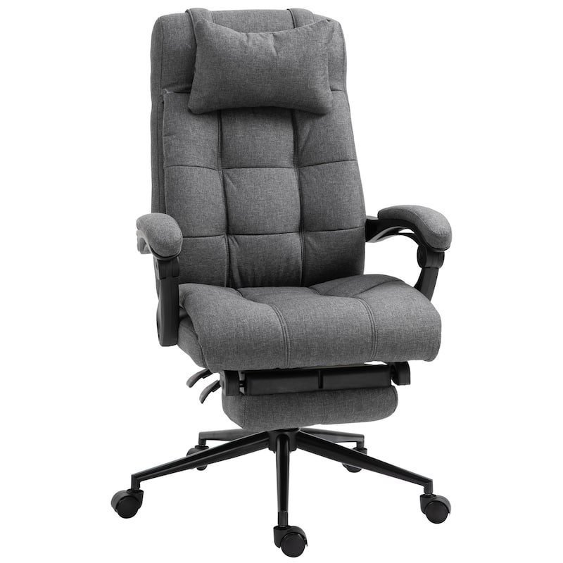 Vinsetto Executive Linen Fabric Home Office Chair with Retractable Footrest, Headrest, and Lumbar Support