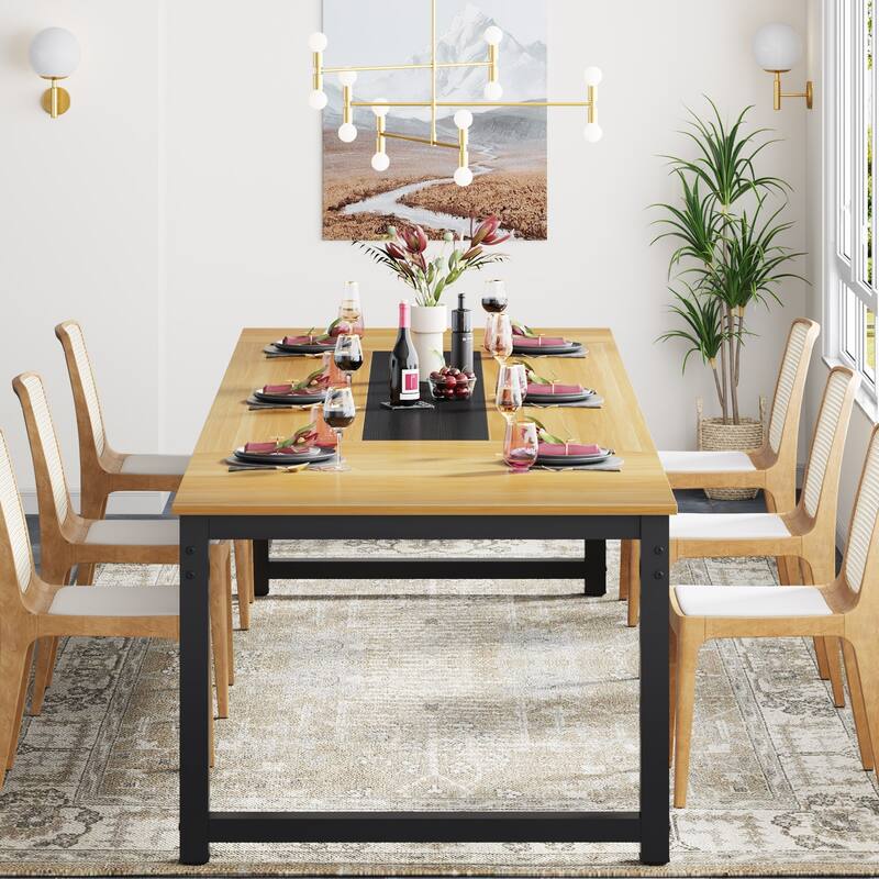 78.74 Inches Modern Dining Table for 8-10, Rectangular Kitchen Table - 78.7"W x 39.4"D