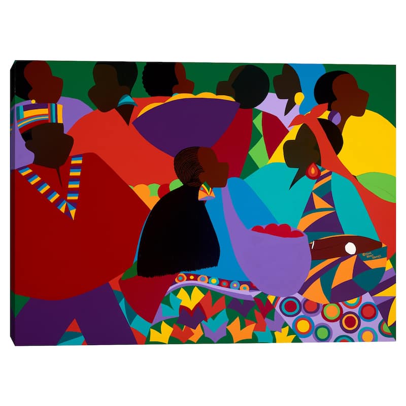 Masekela's Marketplace Congo by Synthia SAINT JAMES Canvas Art Print