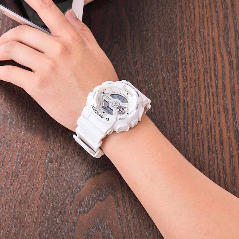 GA-110MW-7A Men's G-Shock Analog & Digital Resin Strap Watch, White