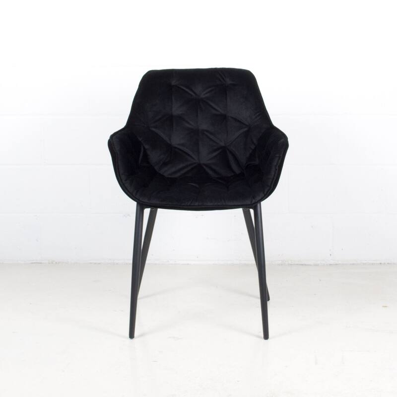 (Set of 2) Marcela Scandinavian Tufted Velvet & Metal Accent Arm Chair
