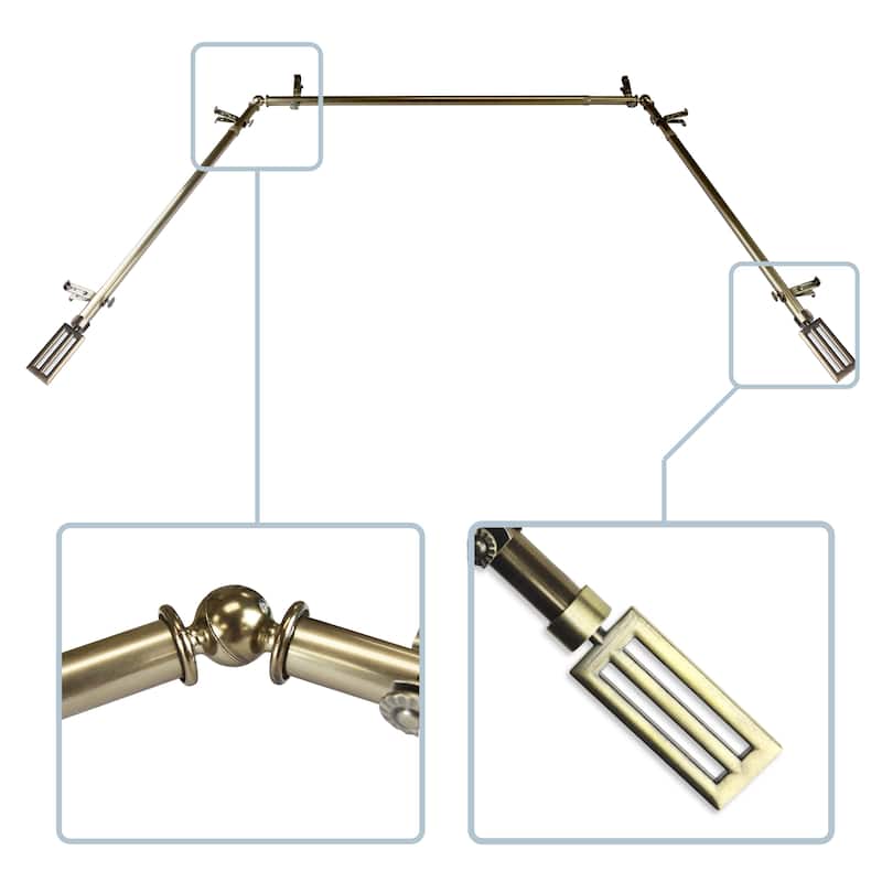 InStyleDesign Cavalier 13/16" Bay curtain rod 20"-36", 38"-72" - Antique Brass