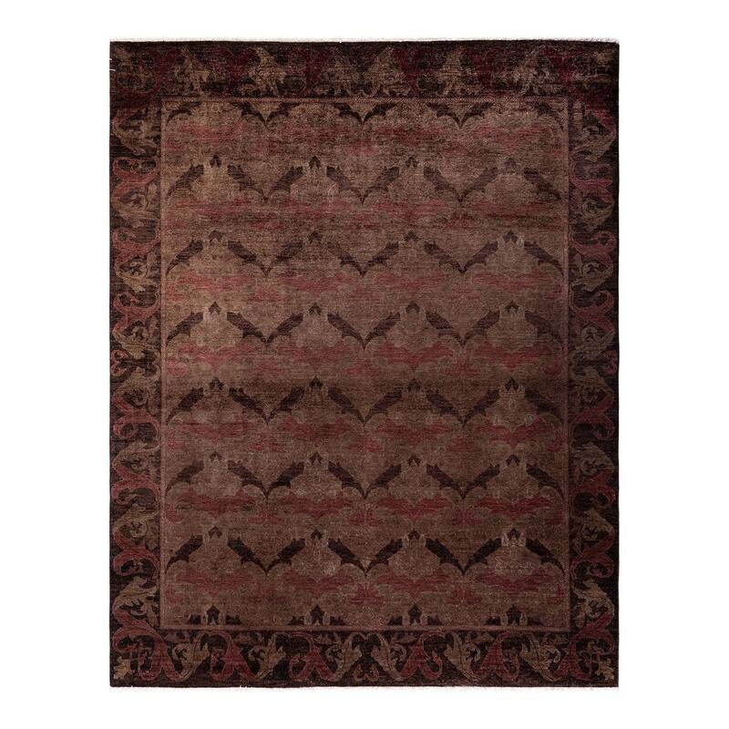 Overton Hand Knotted Wool Vintage Inspired Modern Contemporary Overdyed Gray Area Rug - 7' 10" x 9' 9"