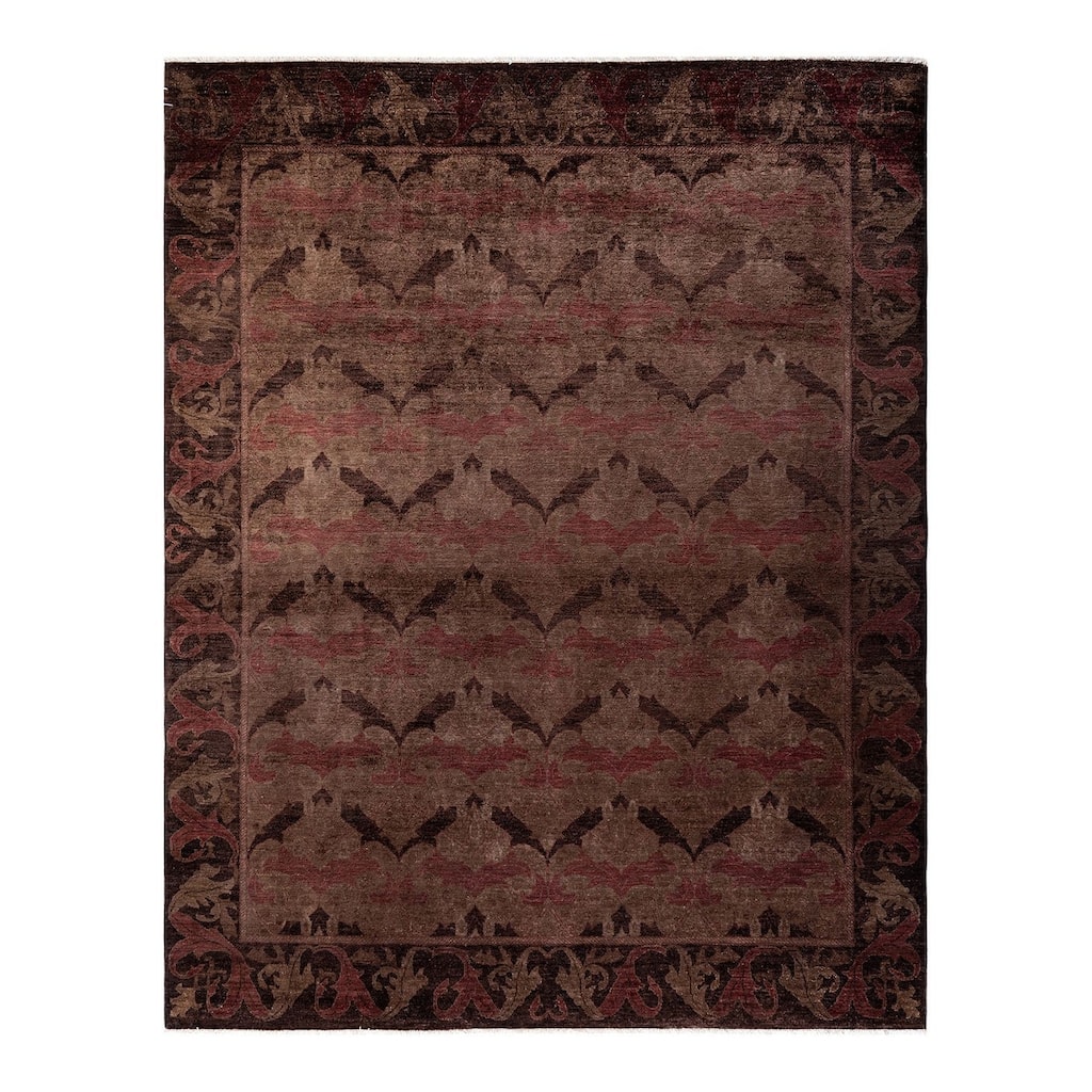 Overton Hand Knotted Wool Vintage Inspired Modern Contemporary Overdyed Gray Area Rug - 7' 10" x 9' 9"