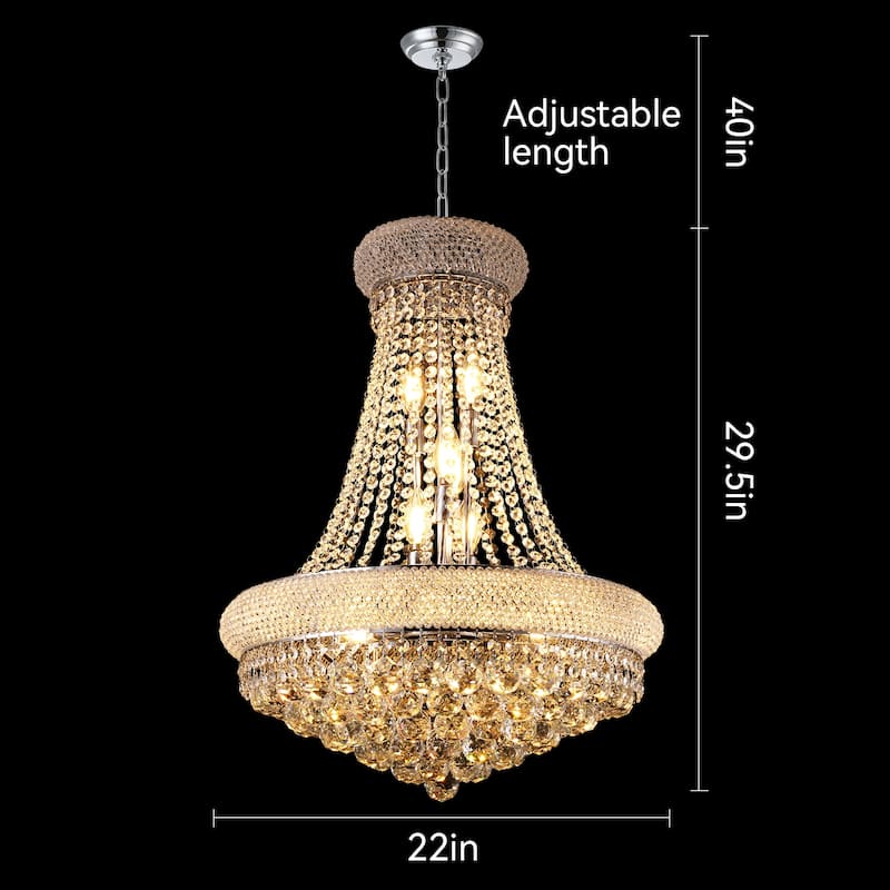 22-Inch Crystal Chandelier Lighting for Dining Room Modern Interior Luxury K9 Bedroom Crystal Chandelier Ceiling Light