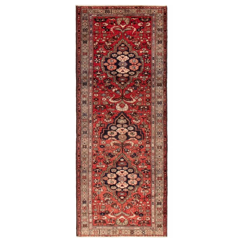ECARPETGALLERY Hand-knotted Andelz Red Wool Rug - 3'10 x 9'5 - Red - 3'10 x 9'5
