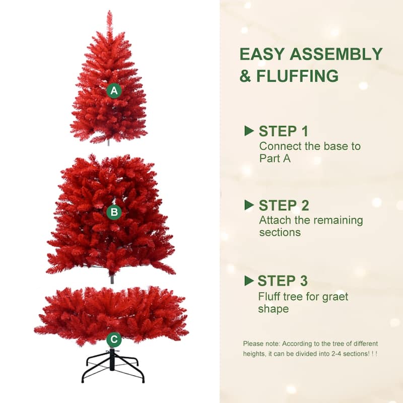 5 Foot Red PVC Christmas Tree with Environmental Fireproof Features and