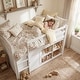 preview thumbnail 5 of 11, Twin Size Kids Loft Bed with Storage & Wardrobe, Solid Wood Pine Frame, Low Loft Bed White Kids Storage Bed