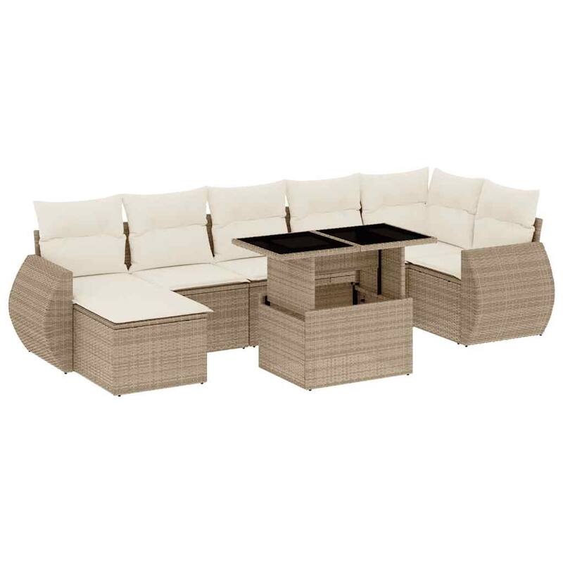 vidaXL Patio Sofa Set with Cushions Outdoor Furniture 8 Piece Poly Rattan - 21.7 x 39.4 x 28.7