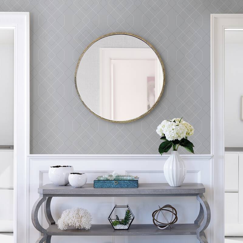 Scott Living Ballard Pewter Geometric Wallpaper