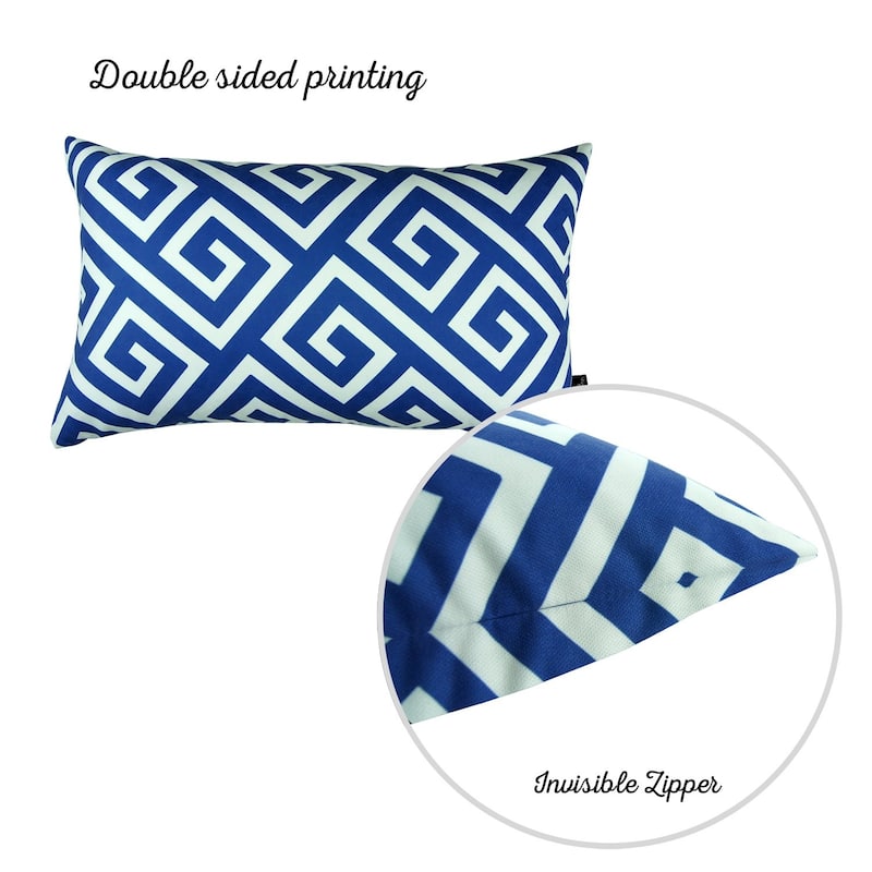 Greek Key Printed 12''x20'' Throw Pillow Cover (Set of 4)