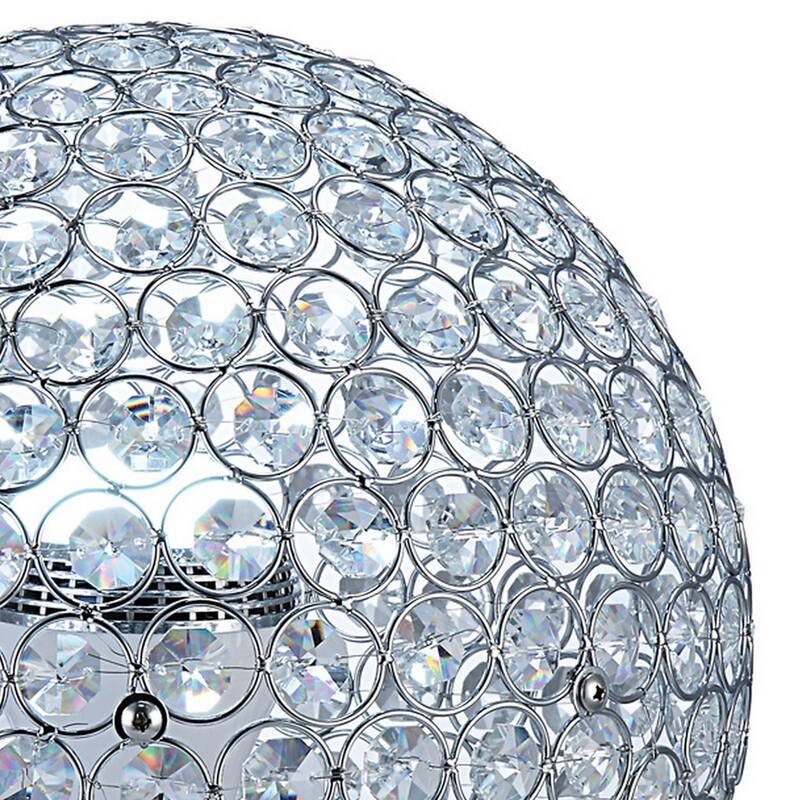 Hazel 13 Inch Table Lamp, Crystal, LED Globe Shade, Metal, Clear Finish