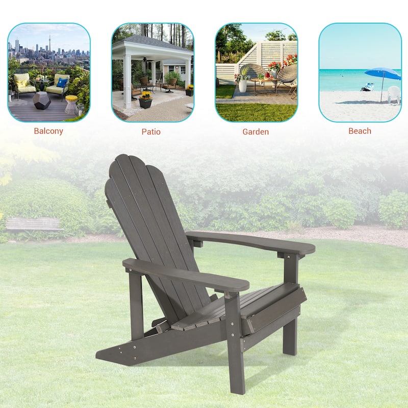 BONOSUKI Outdoor Adirondack Chair,HIPS Wooden-Like Finish Single Chair
