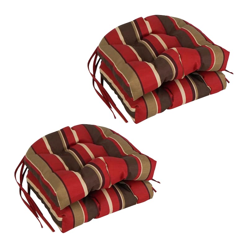 16-inch Rounded Back Tufted Indoor/Outdoor Chair Cushions (Set of 4) - 16" - Montserrat Sangria