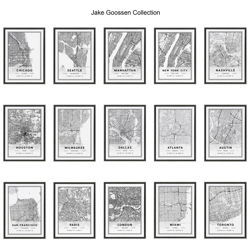 Kate and Laurel Sylvie Atlanta Modern Map Framed Canvas by Jake Goossen