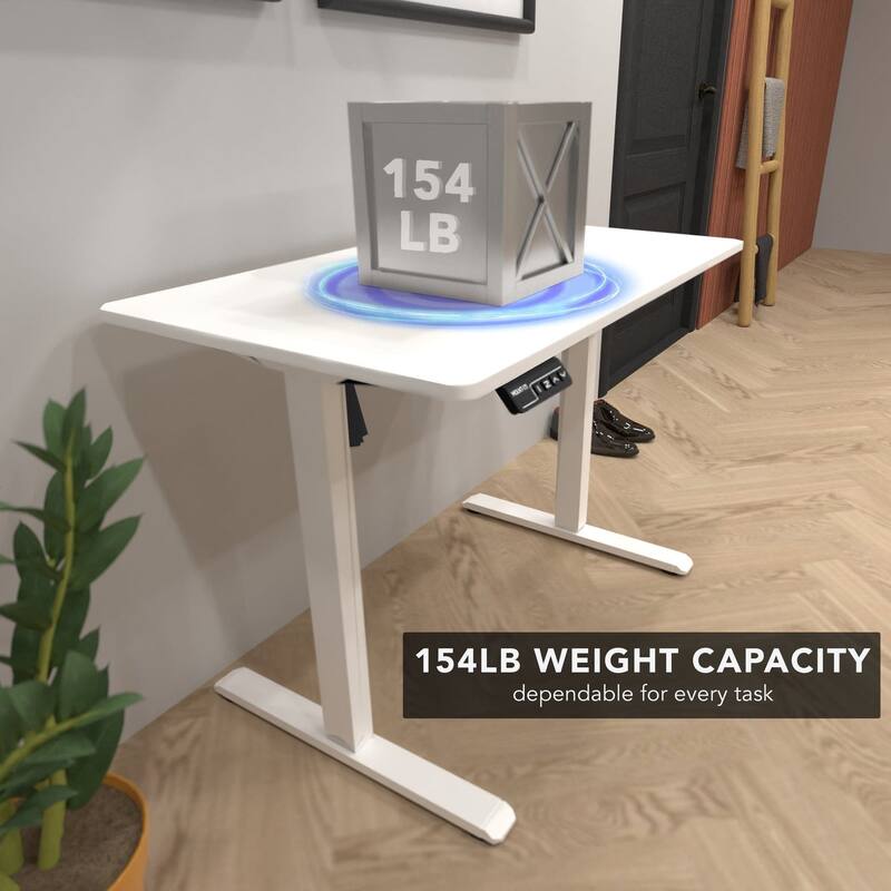 Mount-It! 48"W Electric Rectangular Adjustable Standing Desk, White (MI-8037)