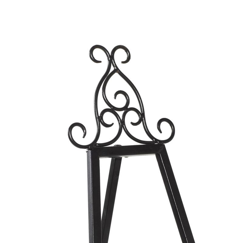 Metal Scroll Large Adjustable 3 Tier Display Easel with Chain Support - Black - Roche River Decor
