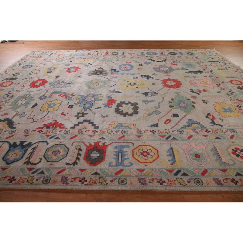 All-Over Large Floral Oushak Oriental Area Rug Wool Carpet - 12'0"x 14'9"