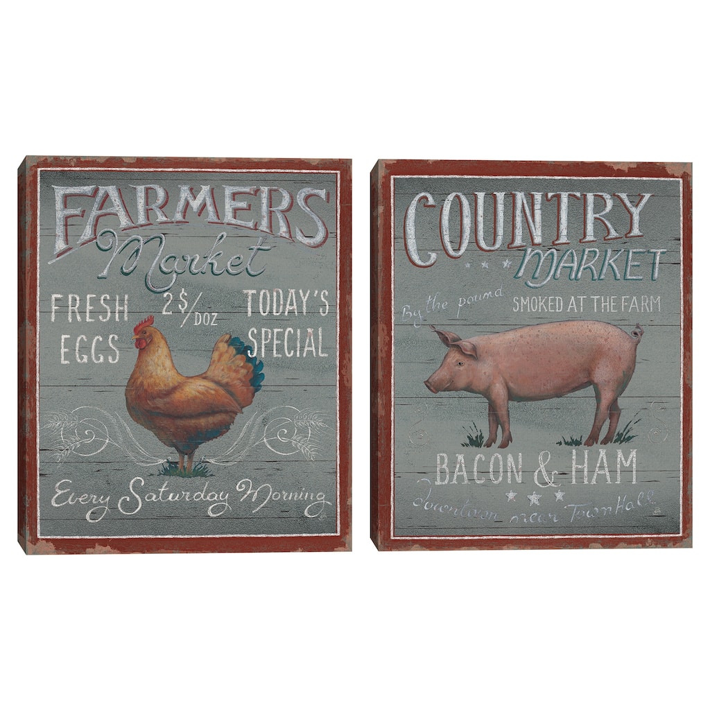 Farmers Market I on Wood, Farmers Market III on Wood by Daphne Brissonnet Canvas Art Prints