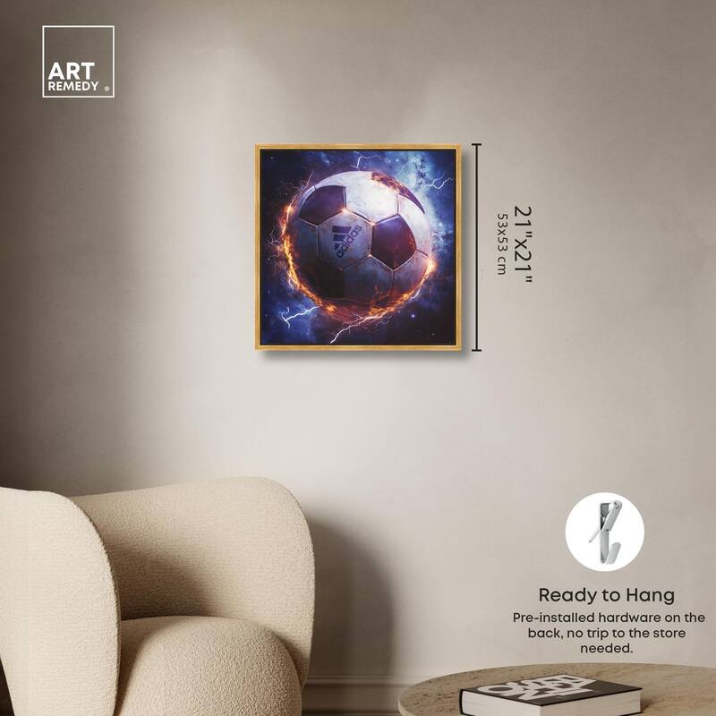 Electrify Soccer Ball Canvas by Art Remedy