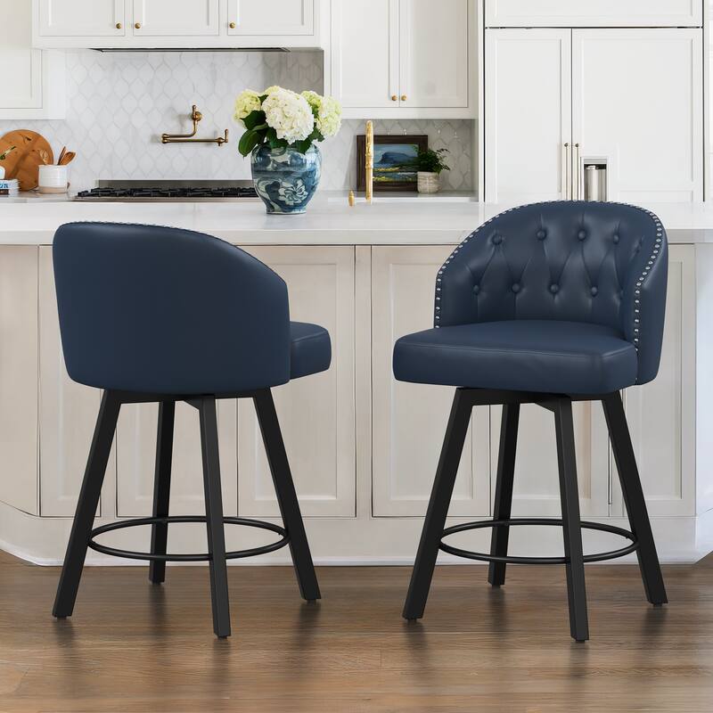 26" Counter Height Bar Stools, Swivel Counter Stools With Backs - 26" H