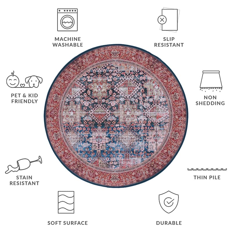 SAFAVIEH, Tucson Machine Washable Slip Resistant Jadwiga Traditional Rug