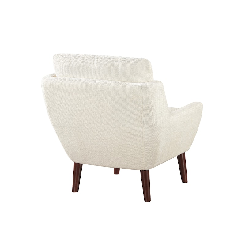 Veny Accent Armchair, Beige Chenille, Solid Wood Angled Legs
