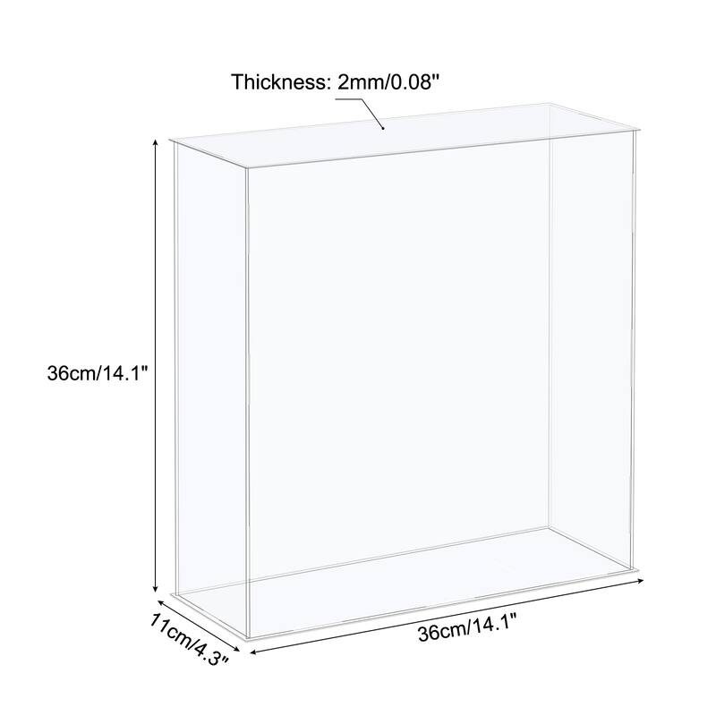 Acrylic Display Case Plastic Box Storage Box Clear Assemble Showcase - 14.1x4.3x14.1 Inch