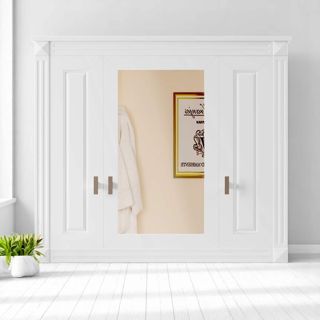 35" Bathroom Wall Cabinet with Mirror, 3 Doors and Adjustable Shelves for Over Toilet Storage