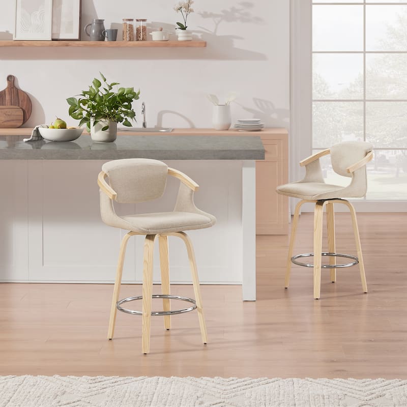 Art Leon Set of 2 Comfortable Fabric Upholstered Counter Stool, Barstool