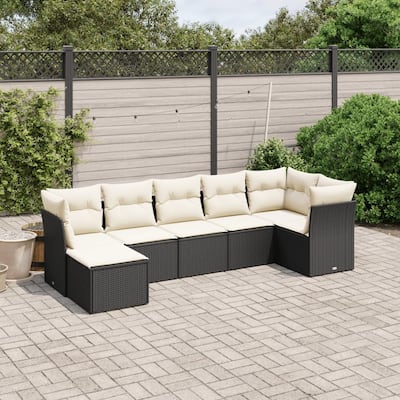 vidaXL Garden Sofa Set Beige/Black/Brown/Grey