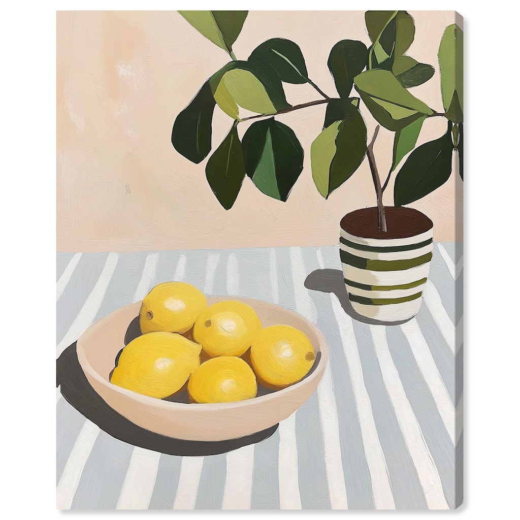 Lemon with Green Canvas by Art Remedy, Gallery Wrapped