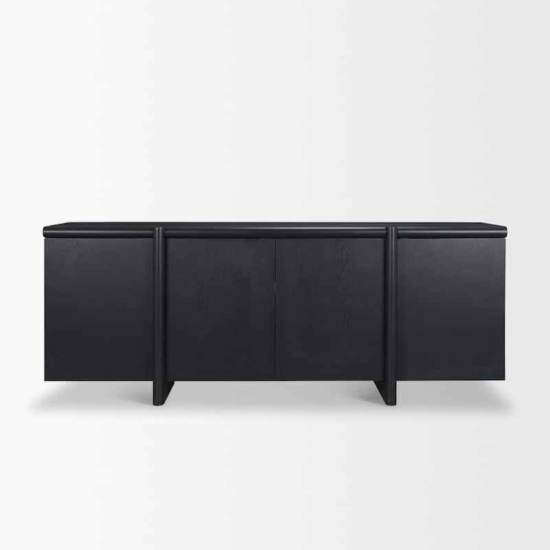 Rowan Black Oak Wood Closed 4 Door Sideboard - 82.0L x 20.0W x 32.0H
