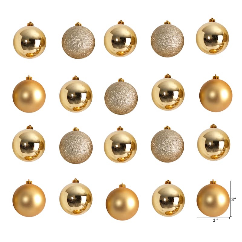 Holiday Christmas 20 Count 3" Shatterproof Ornament Set - 3