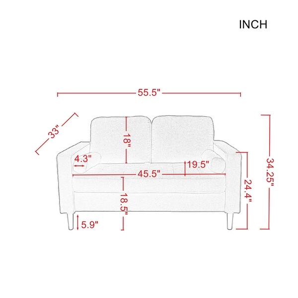 Modern Loveseat Sofa with Removable Seat Cushions and Back Cushions