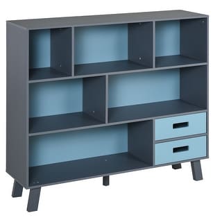 HOMCOM 3-Tier Child Bookcase Open Shelves Cabinet Floor Standing Home Office Storage Furniture Shelvin with Drawers