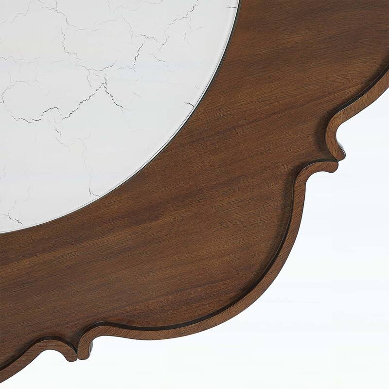 Coffee Table with Petal Shape,White Crackle Glass,Perfect for Modern Living
