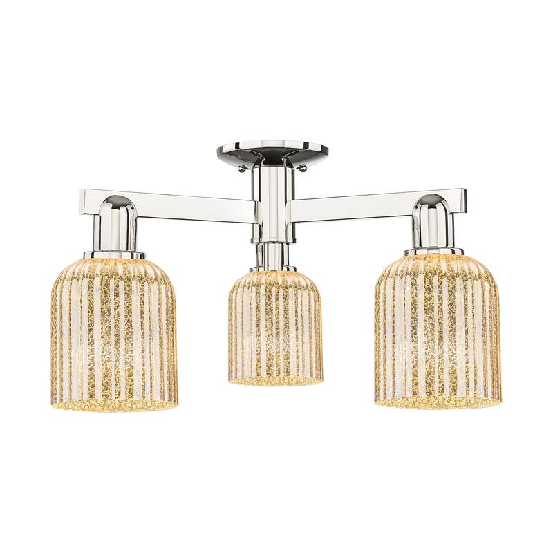 Innovations Lighting 716-3F-11-23 Bridal Veil Semi-Flush Bridal Veil 3 - Polished Nickel / Mercury