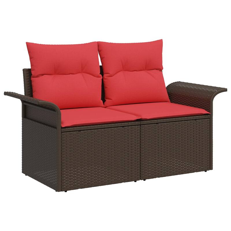vidaXL 4 Piece Garden Sofa Set with Cushions Brown Poly Rattan - 77.2 x 46.1 x 27.2