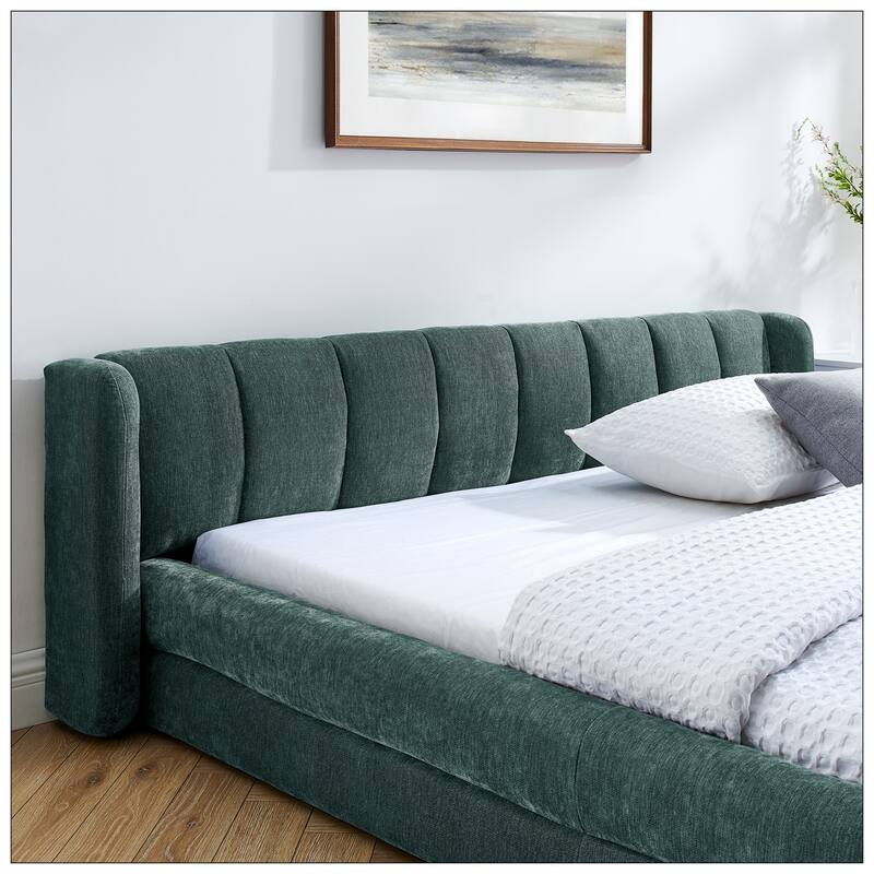 Queen Size Upholstered Bed Frame with Thick Fabric