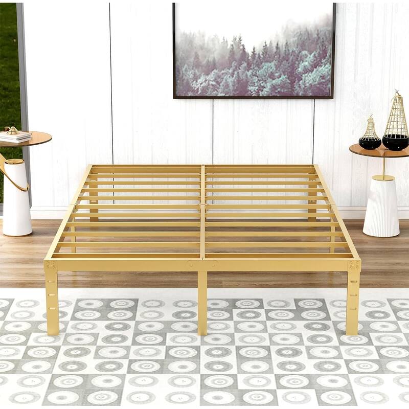 alazyhome 14 inch Metal Platform Bed Frame Steel Slat